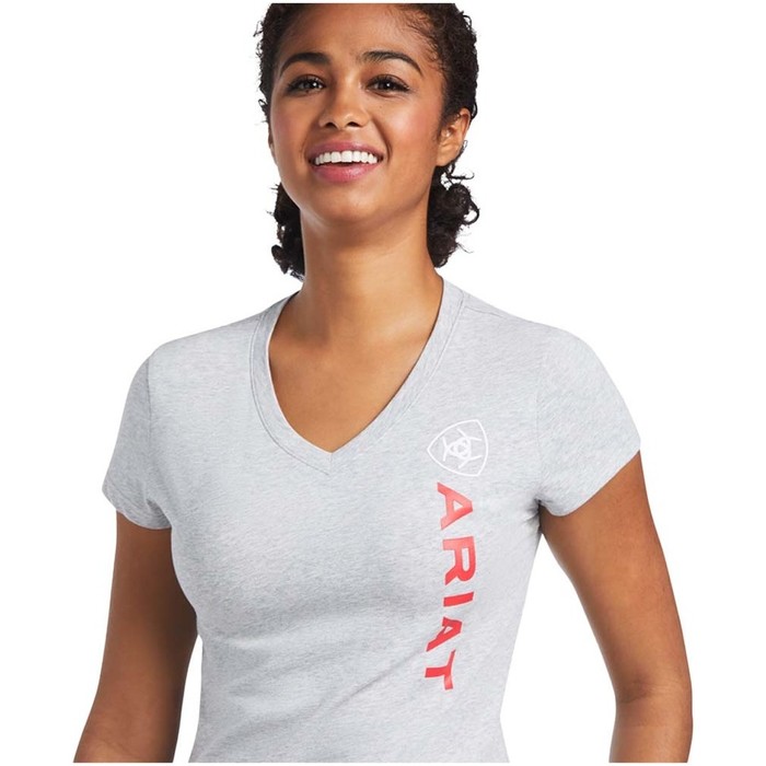 2022 Ariat Womens Vertical Logo Short Sleeve Top 10039205 - Grey